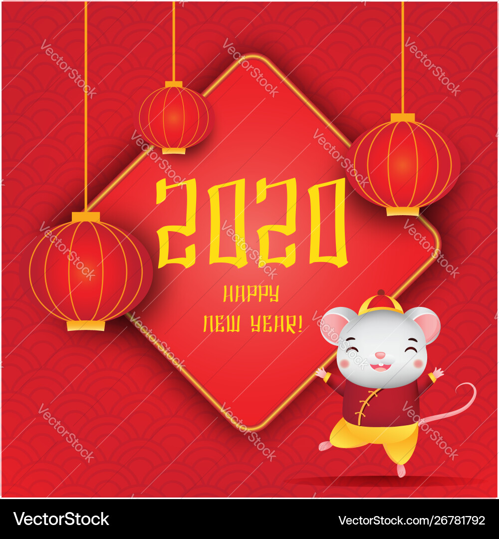 Chinese new year banner cartoon mouse Chinese new year banner cartoon mouse vector image