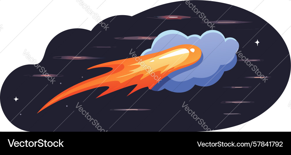 Cloud with a fiery meteor or comet streaking Vector Image