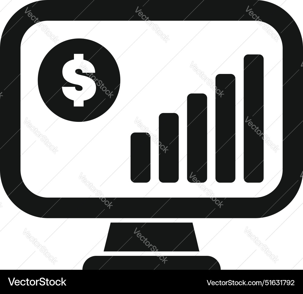Computer screen displaying growing financial chart Computer screen displaying growing financial chart vector image