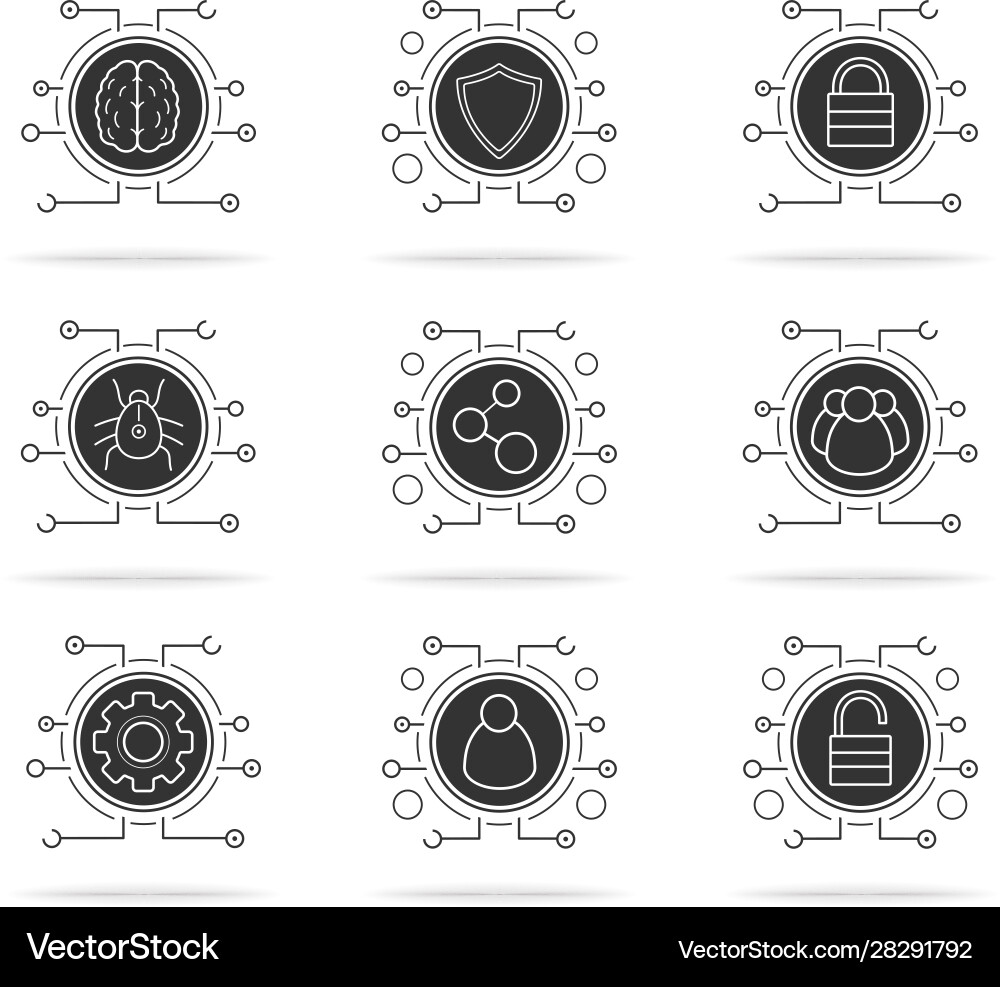Cyber security icons set Cyber security icons set vector image