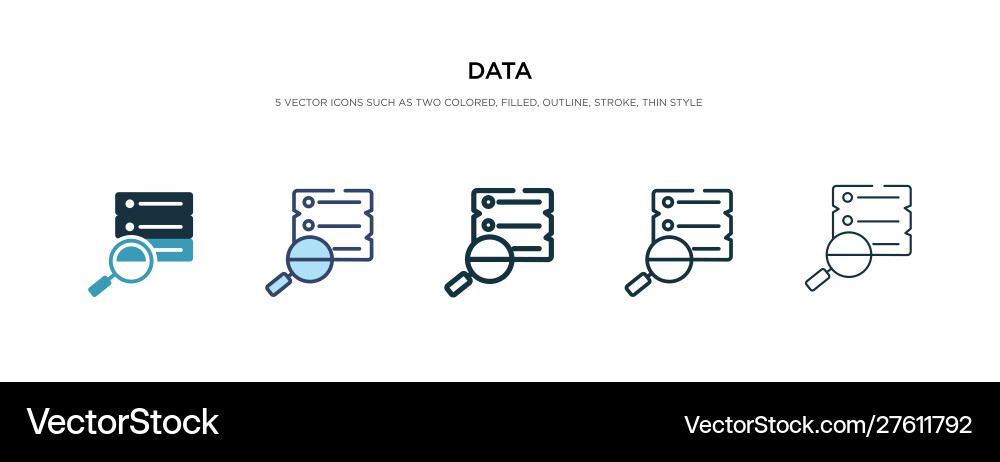 Data icon in different style two colored Data icon in different style two colored vector image