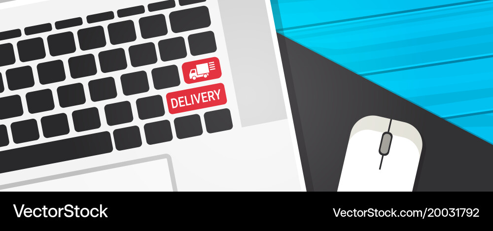 Delivery key on computer keyboard fast courier Vector Image