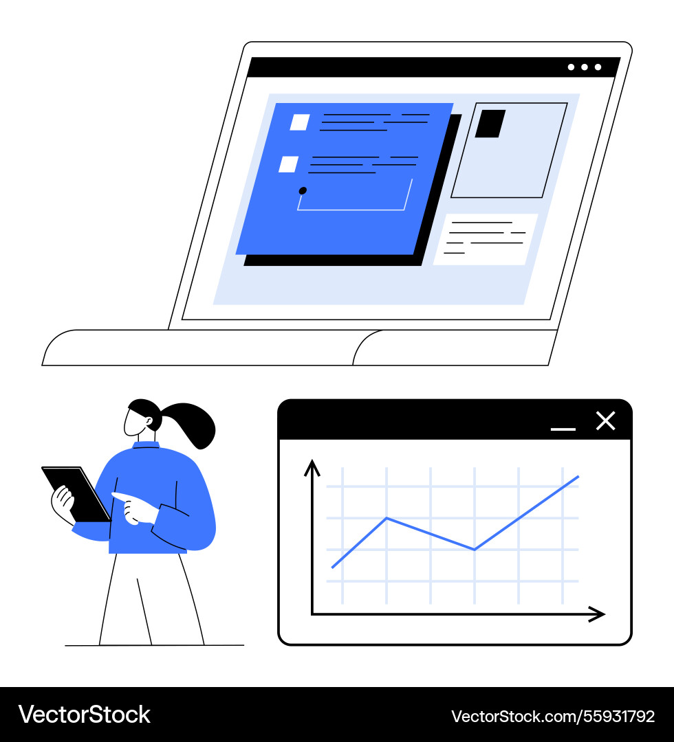 Digital analysis and growth concept with a chart Digital analysis and growth concept with a chart Vector Image