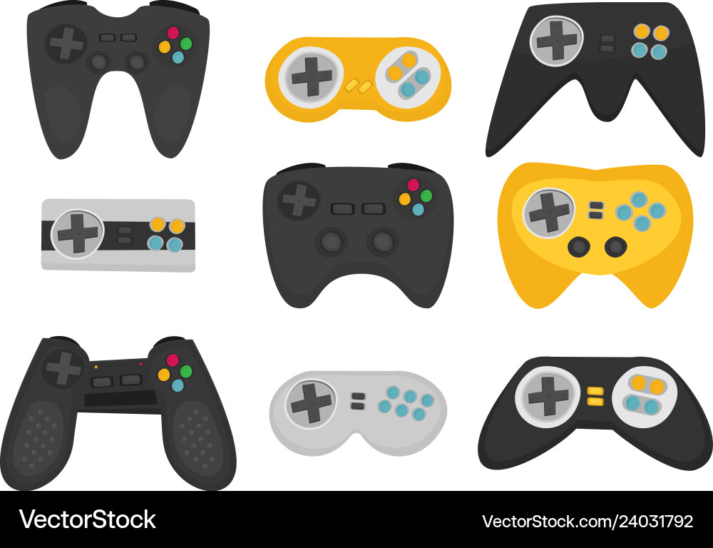 Flat gamepad set isolated on white background Flat gamepad set isolated on white background vector image