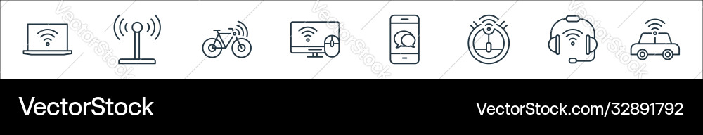 Internet things line icons linear set quality Vector Image