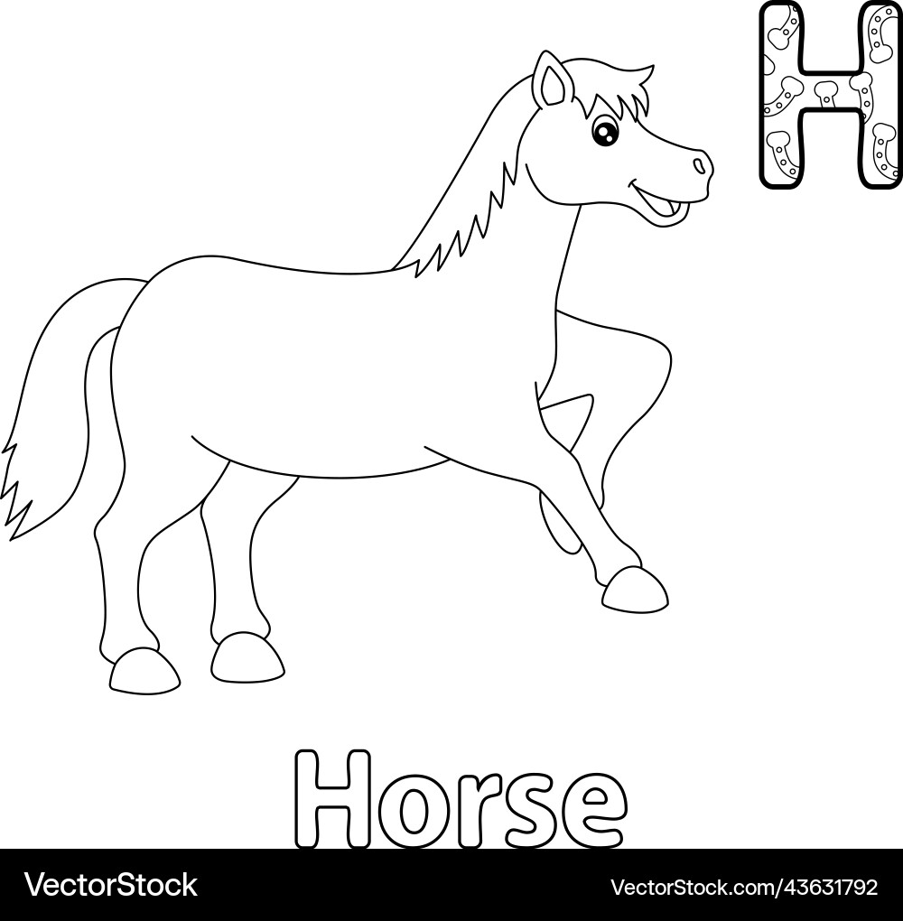 Jumping horse alphabet abc coloring page h Jumping horse alphabet abc coloring page h vector image