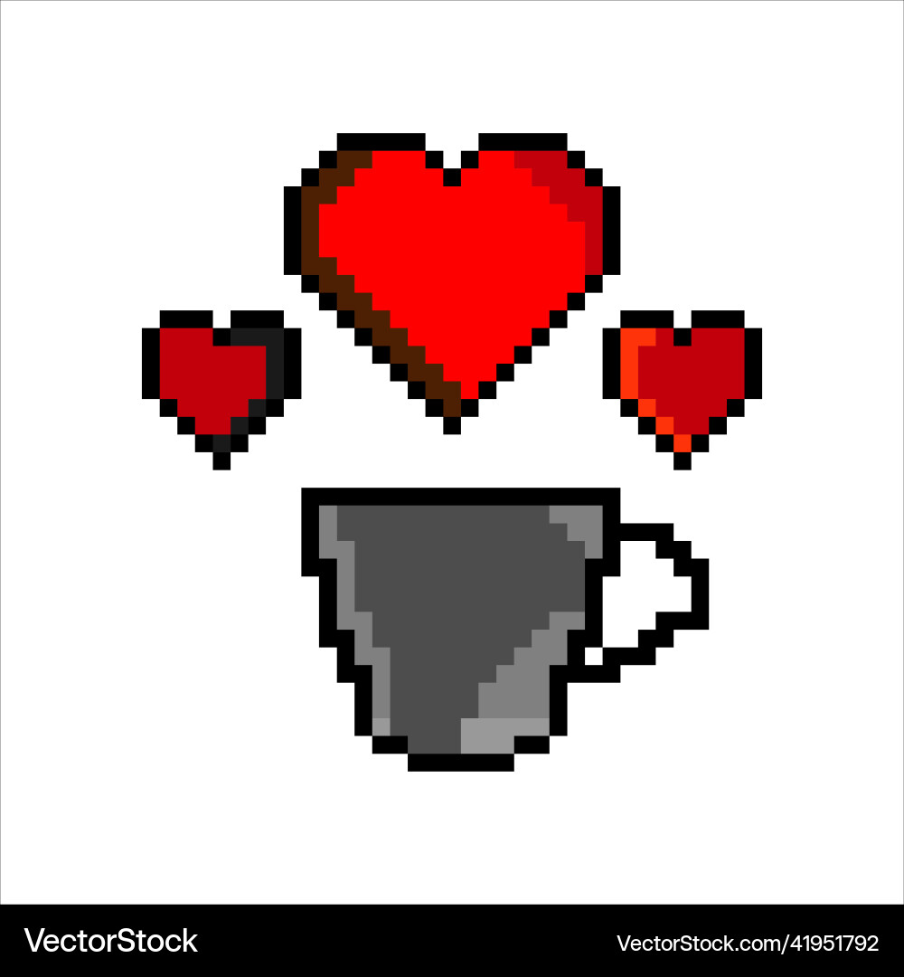 Kaffeebecher heißes und dampfendes Herz mit Pixel Kunst Kaffeebecher heißes und dampfendes Herz mit Pixel Kunst vektorbild