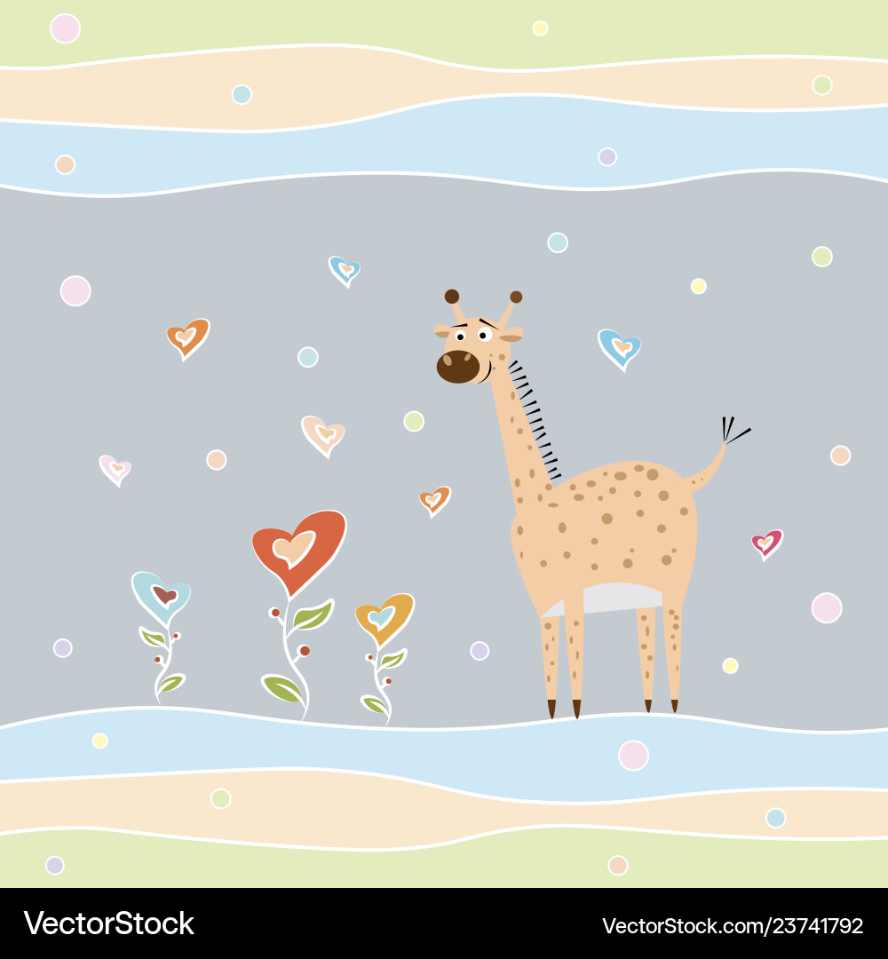 Lustige Cartoon Giraffe mit Blumen Herz geformt Lustige Cartoon Giraffe mit Blumen Herz geformt vektorbild
