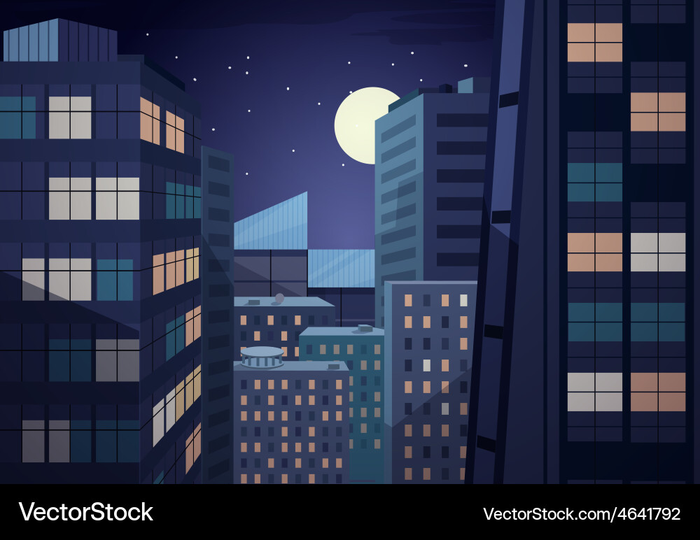 Night cityscape Royalty Free Vector Image - VectorStock