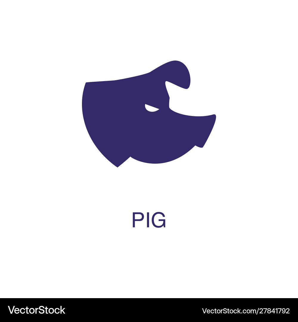 Pig element in flat simple style on white Vector Image