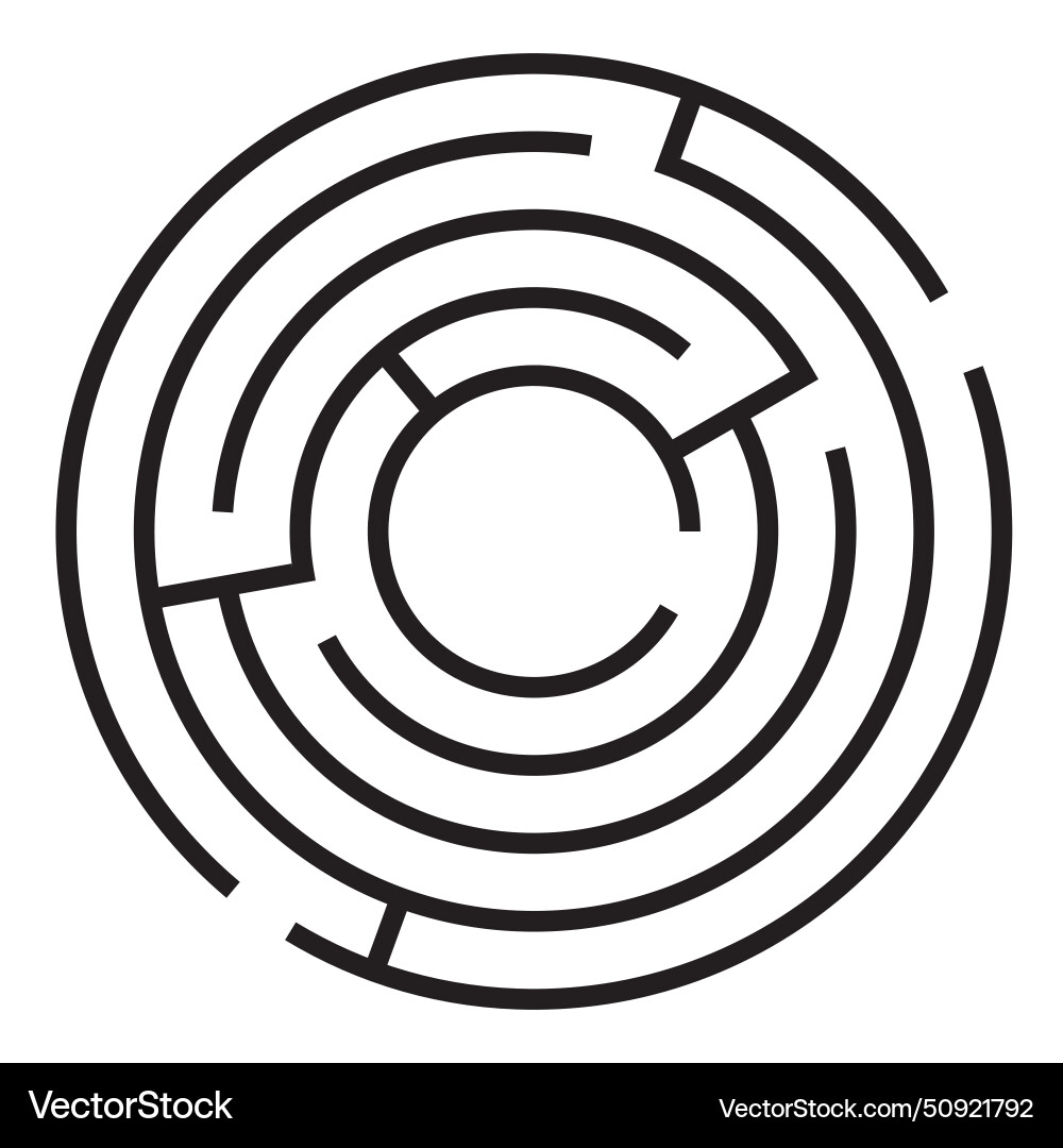 Round maze labyrinth Round maze labyrinth vector image