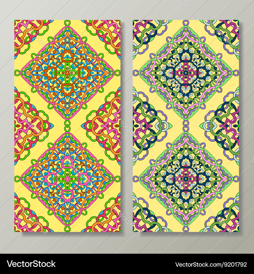 Seamless vertical patterns set with hand drawn tex vector image