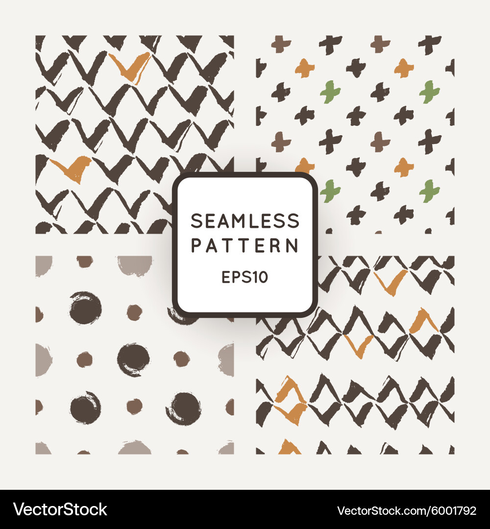 Set of seamless patterns with grungy hand vector image