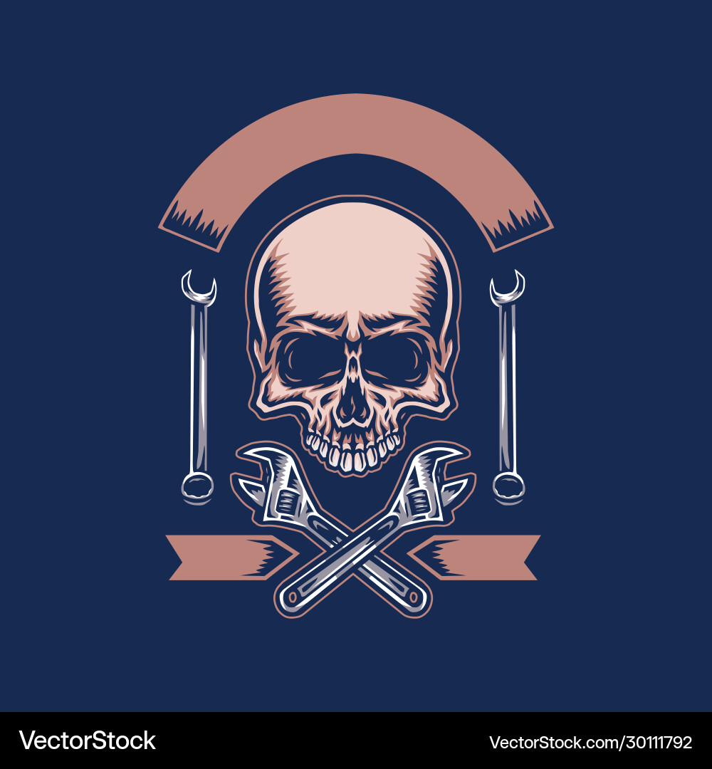 Skull with wrench Skull with wrench Vector Image