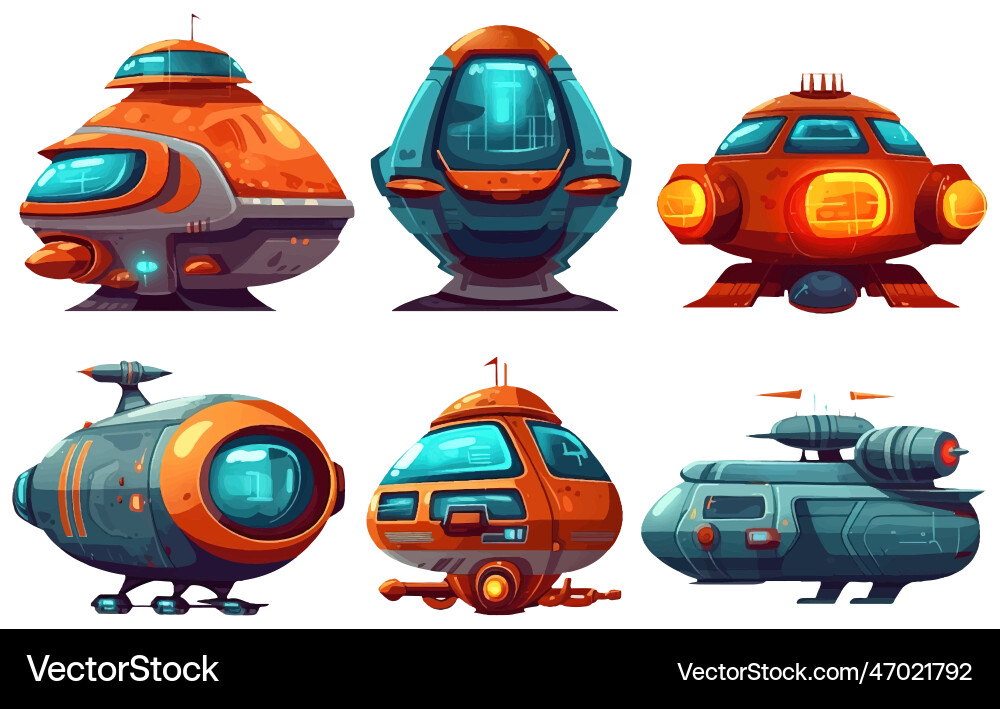 Ui set of planet space ship Ui set of planet space ship vector image