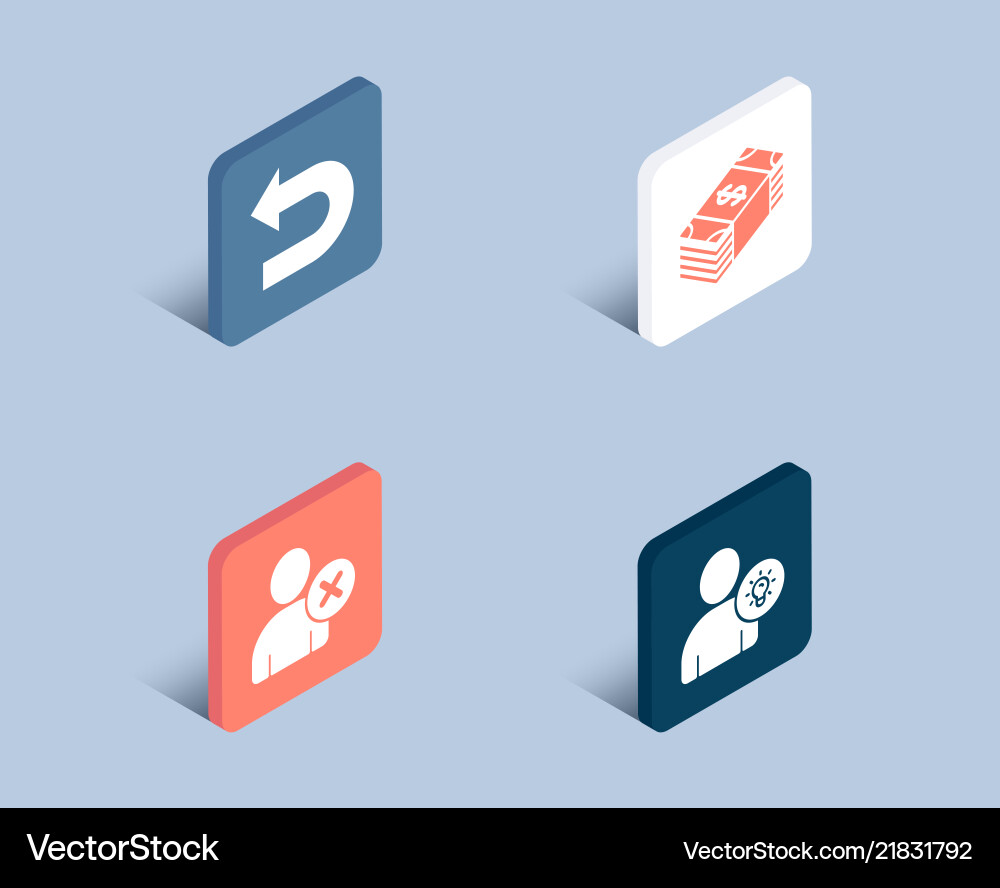 Usd currency delete user and undo icons Usd currency delete user and undo icons vector image