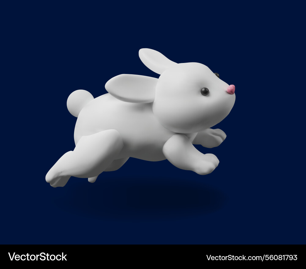 3d jump render rabbit Vector Image