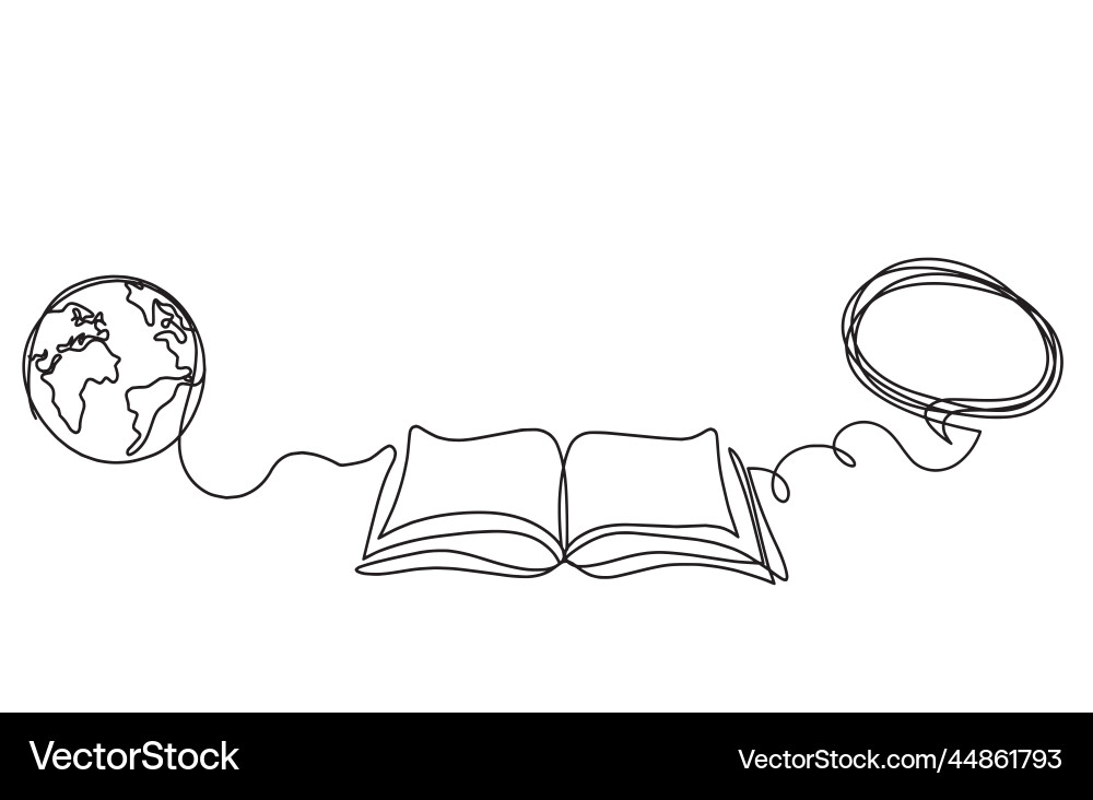 Abstract open book with comment as line drawing Vector Image