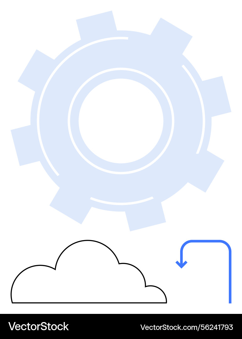 Cloud storage and data synchronization with gear vector image