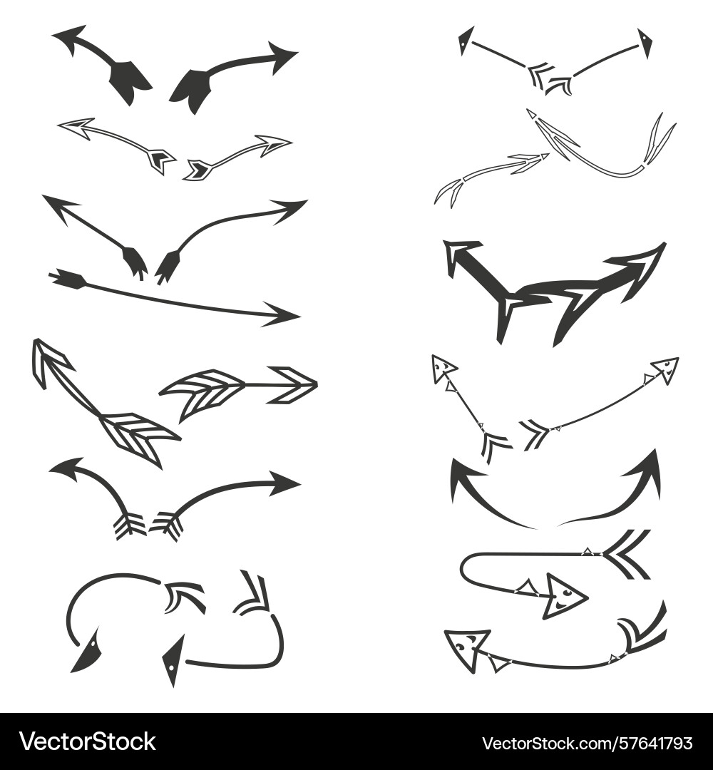 Curved arrow icons flow symbol smooth path shape vector image