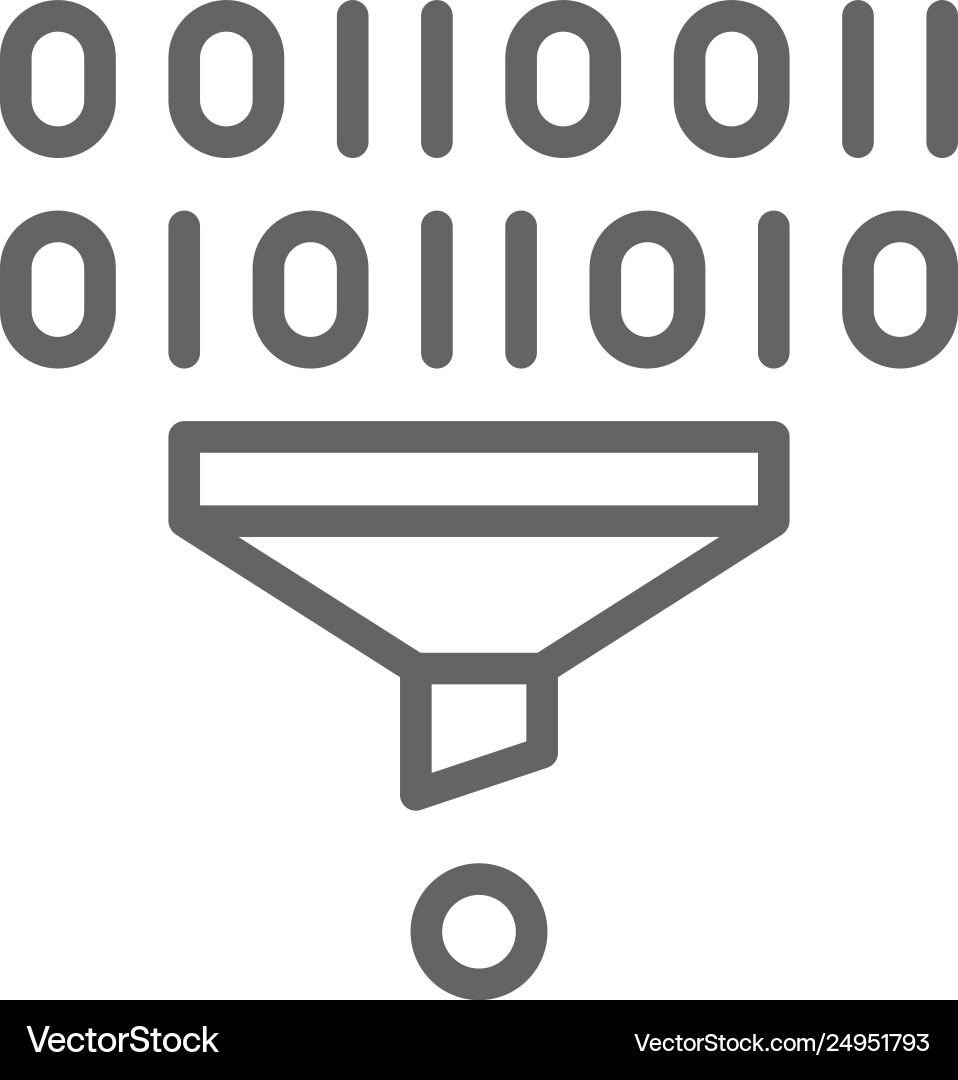 Filter funnel sorting data tunnel line icon Filter funnel sorting data tunnel line icon vector image