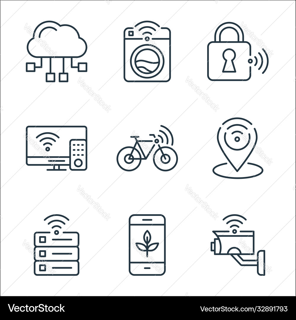 Internet things line icons linear set quality Internet things line icons linear set quality vector image