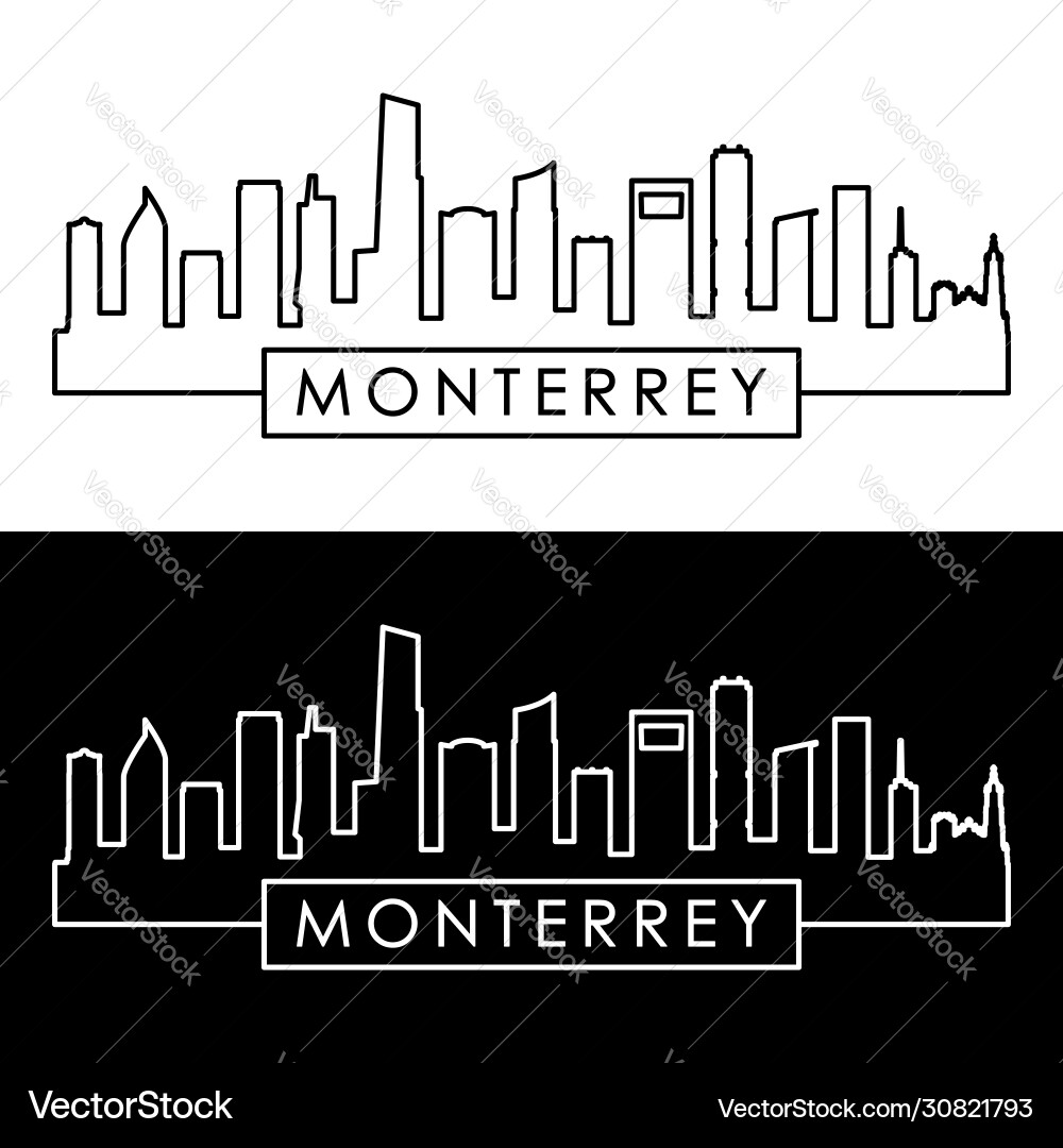Monterrey skyline linear style editable file Vector Image