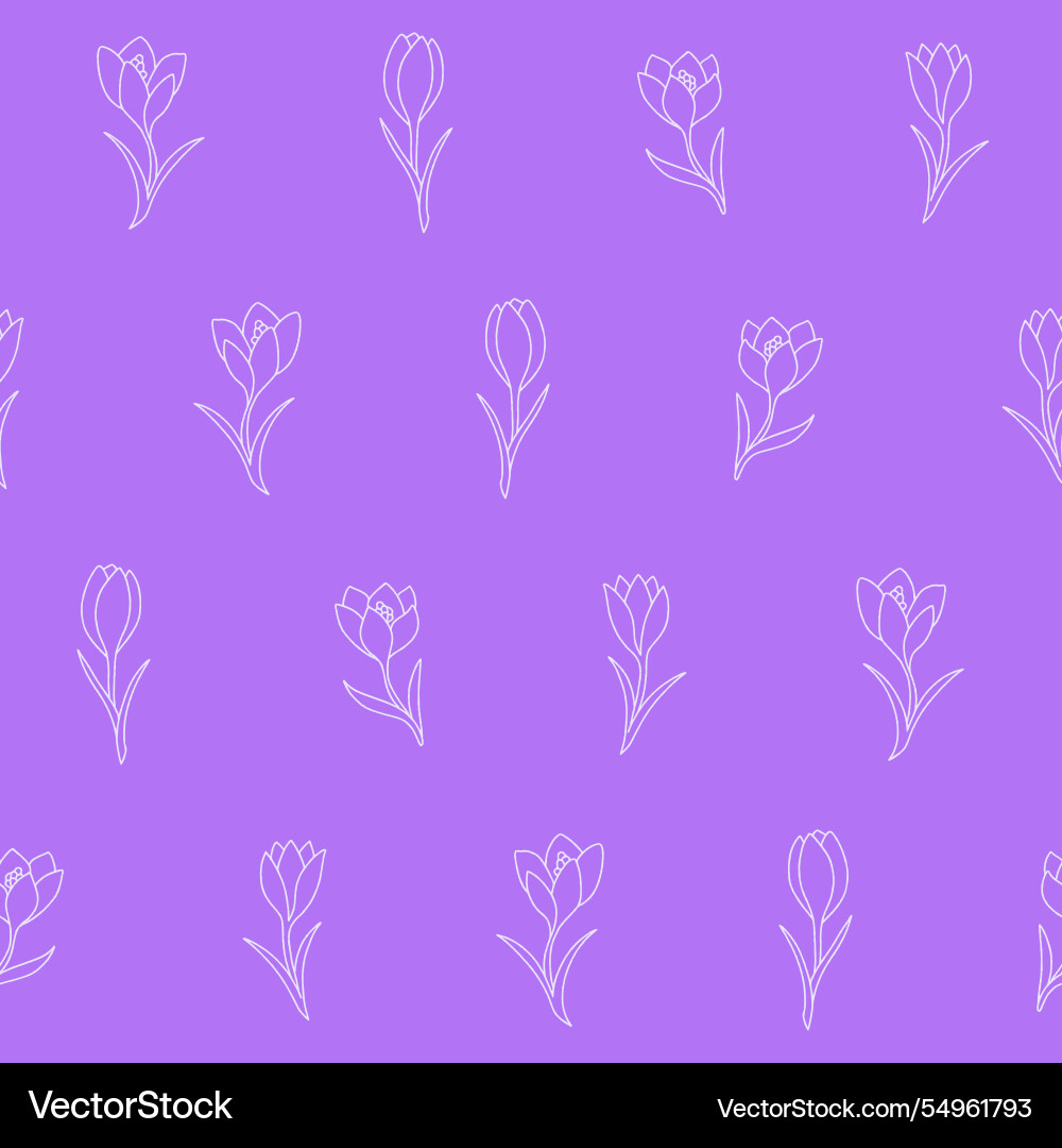 Outline collection of crocus seamless pattern Outline collection of crocus seamless pattern vector image