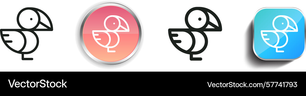 Puffin icon thin linear regular and button style Puffin icon thin linear regular and button style vector image