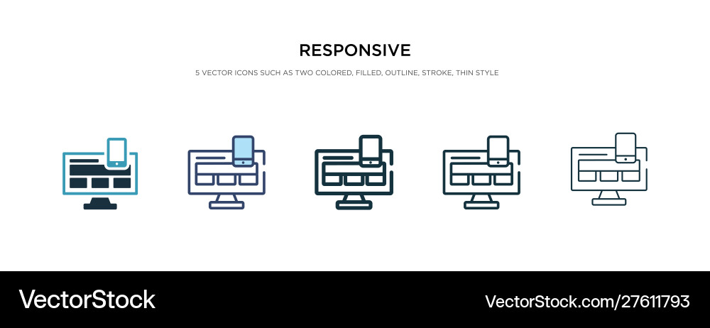 Responsive icon in different style two colored vector image