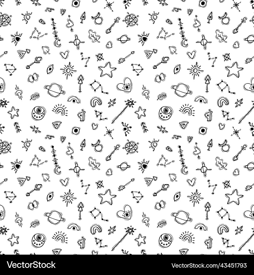 Seamless pattern with hand drawn boho elements Vector Image