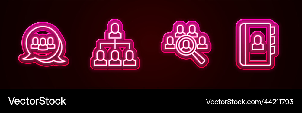 Set line project team base employee hierarchy Set line project team base employee hierarchy vector image