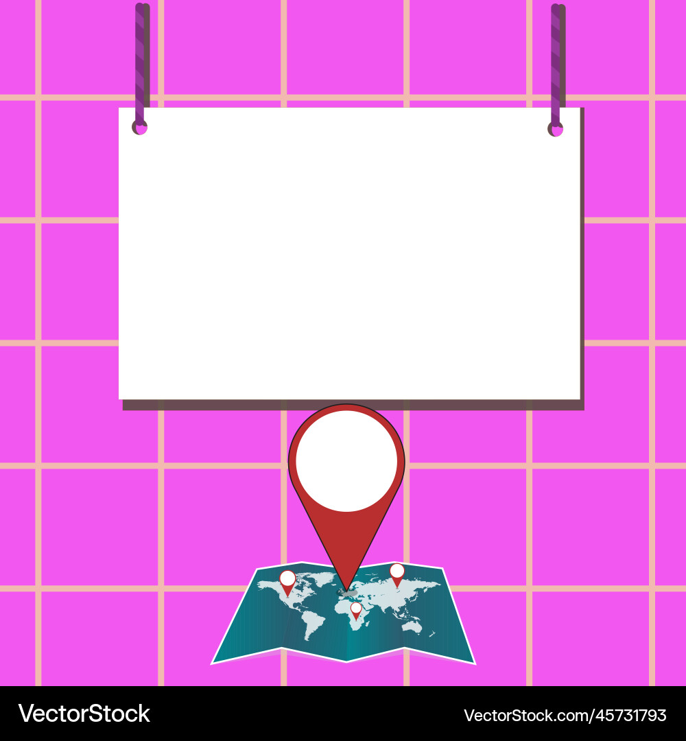 Speech bubble with important message above map Speech bubble with important message above map vector image