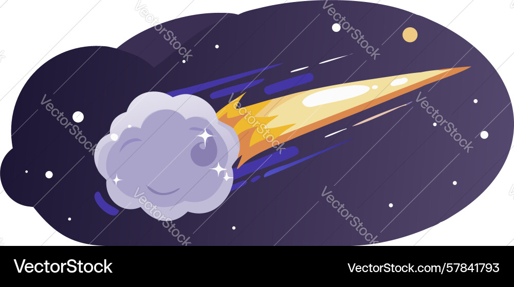 Stylized cloud with a fast-moving comet or meteor Vector Image