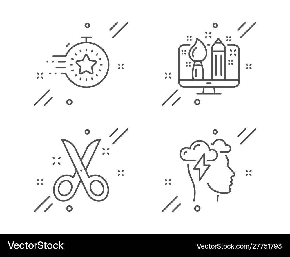 Timer scissors and creative design icons set Timer scissors and creative design icons set vector image