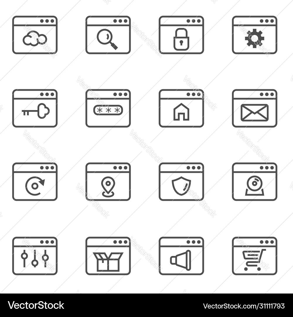 Web interface simple thin line icons set Web interface simple thin line icons set vector image