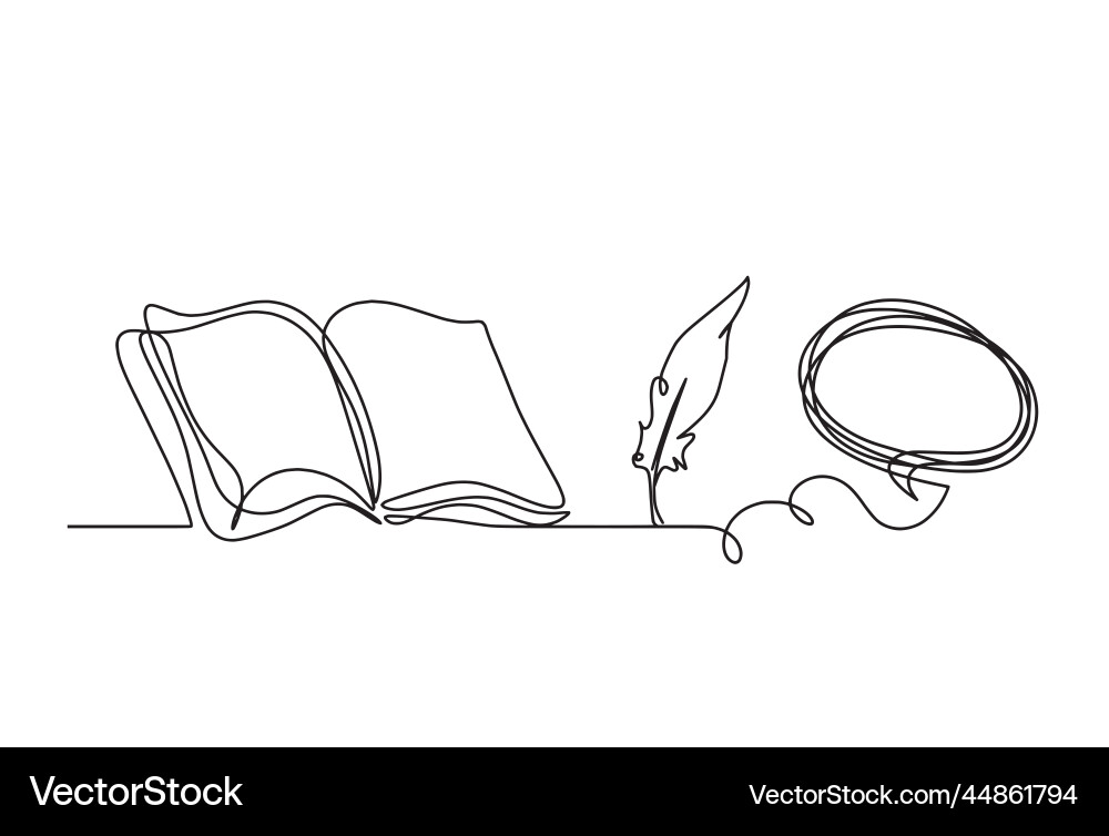 Abstract open book with comment as line drawing vector image