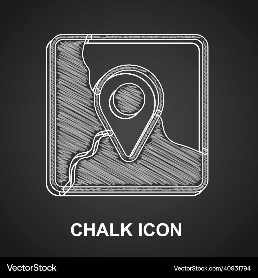 Chalk folded map with location marker icon Chalk folded map with location marker icon vector image
