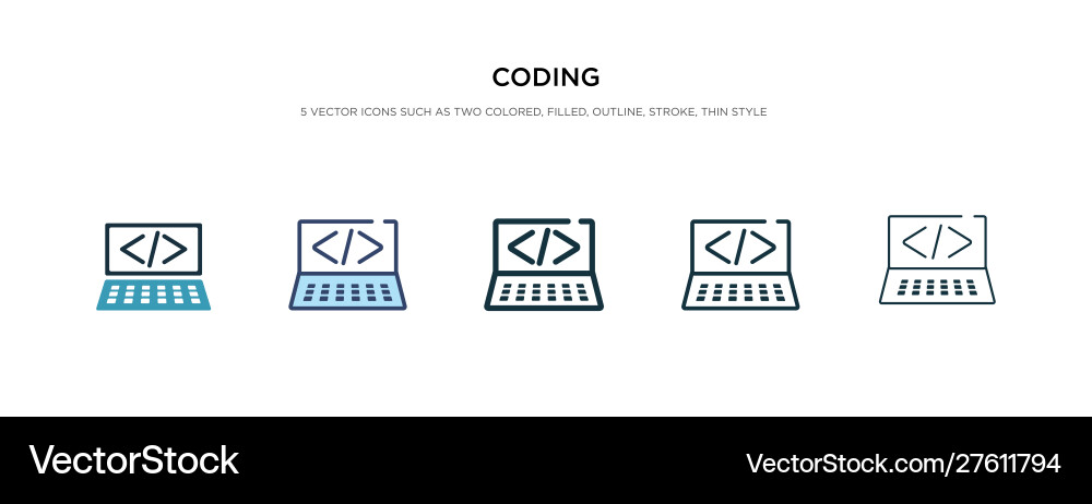 Coding icon in different style two colored vector image