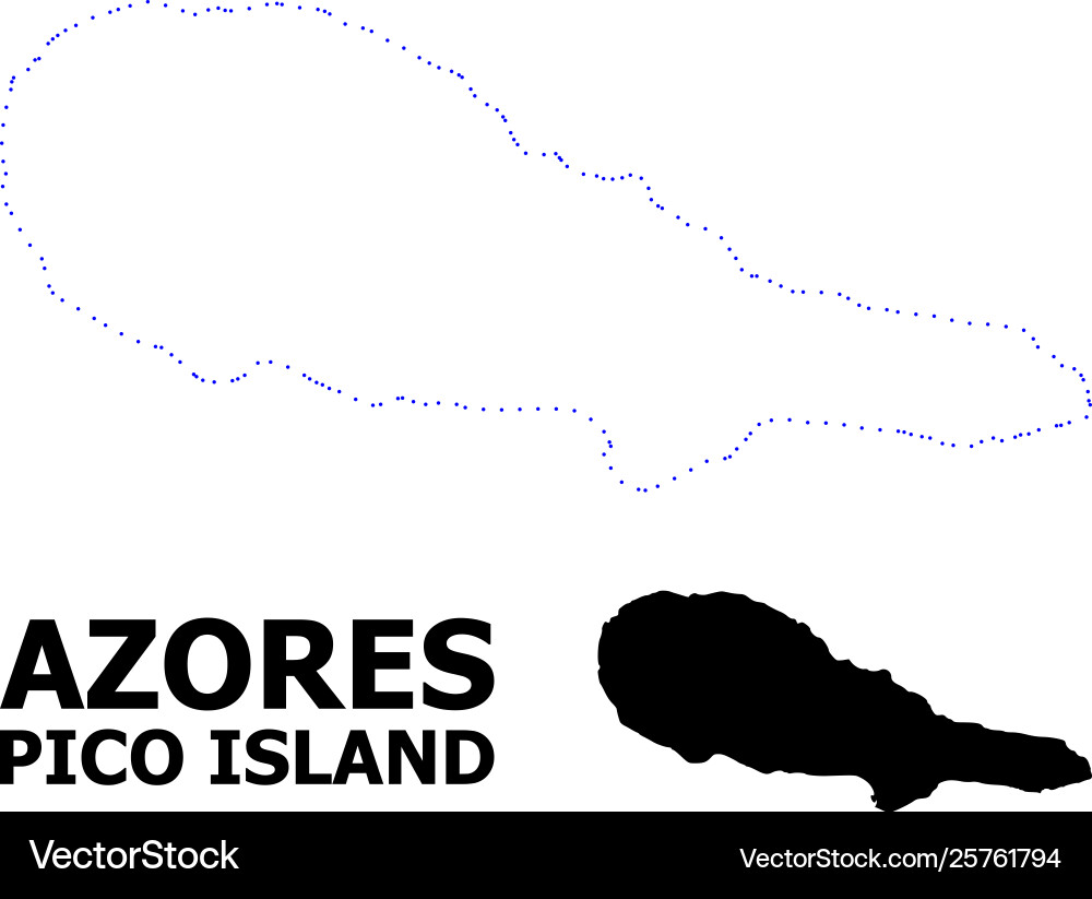 Contour dotted map pico island with name vector image