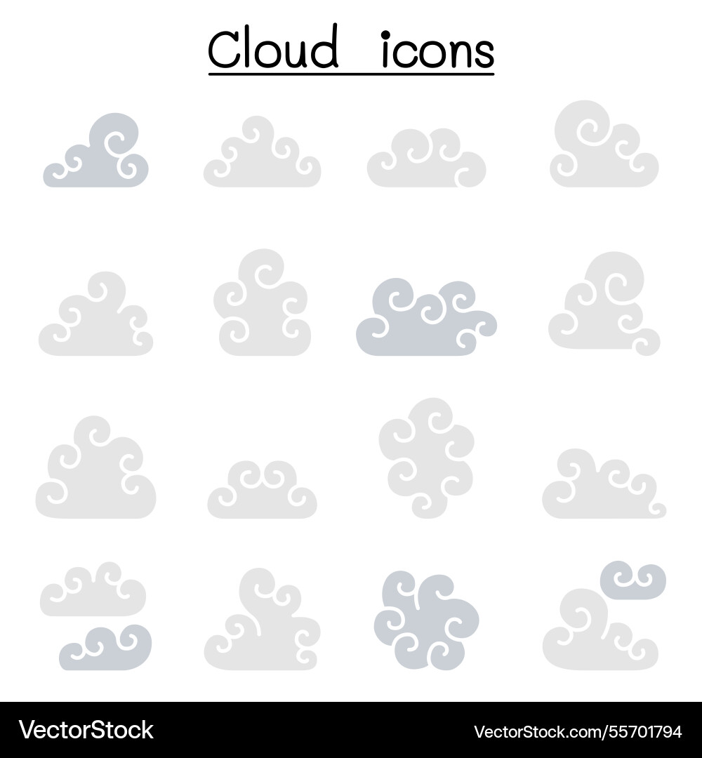 Curl cloud icon set in flat color style Curl cloud icon set in flat color style Vector Image