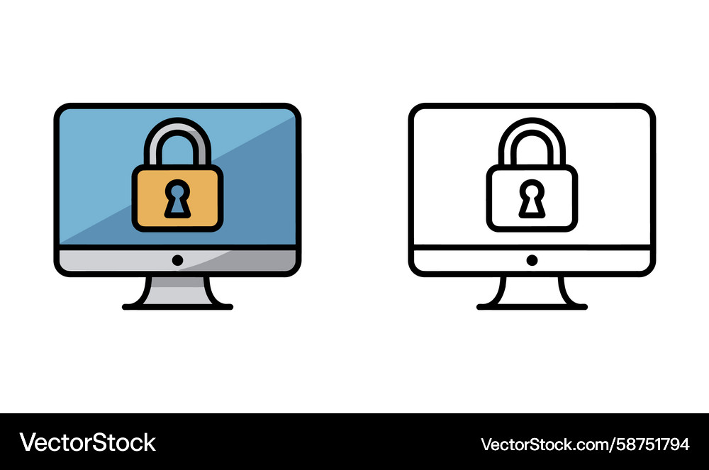 Cybersecurity Monitor Icons Vector Image
