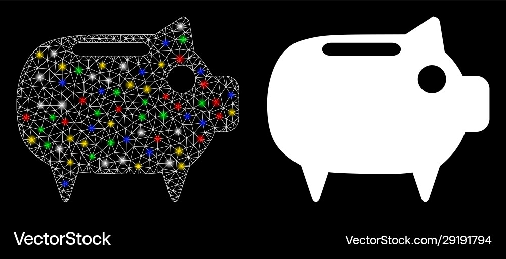 Flare mesh network piggy bank icon with Vector Image
