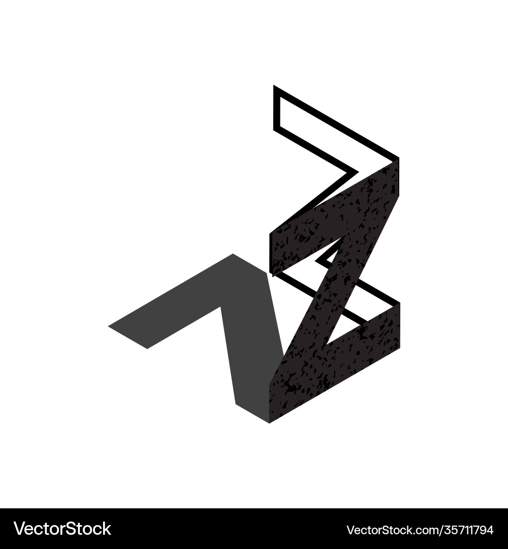 Flat isometric initial letter with shadow texture Flat isometric initial letter with shadow texture vector image
