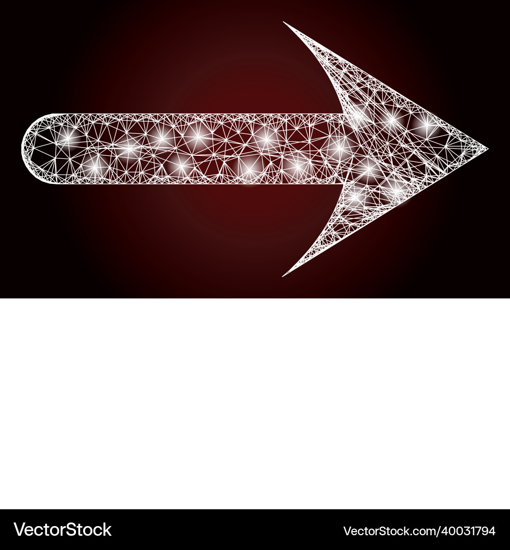 Glowing linear mesh forward arrow with light spots Glowing linear mesh forward arrow with light spots Vector Image