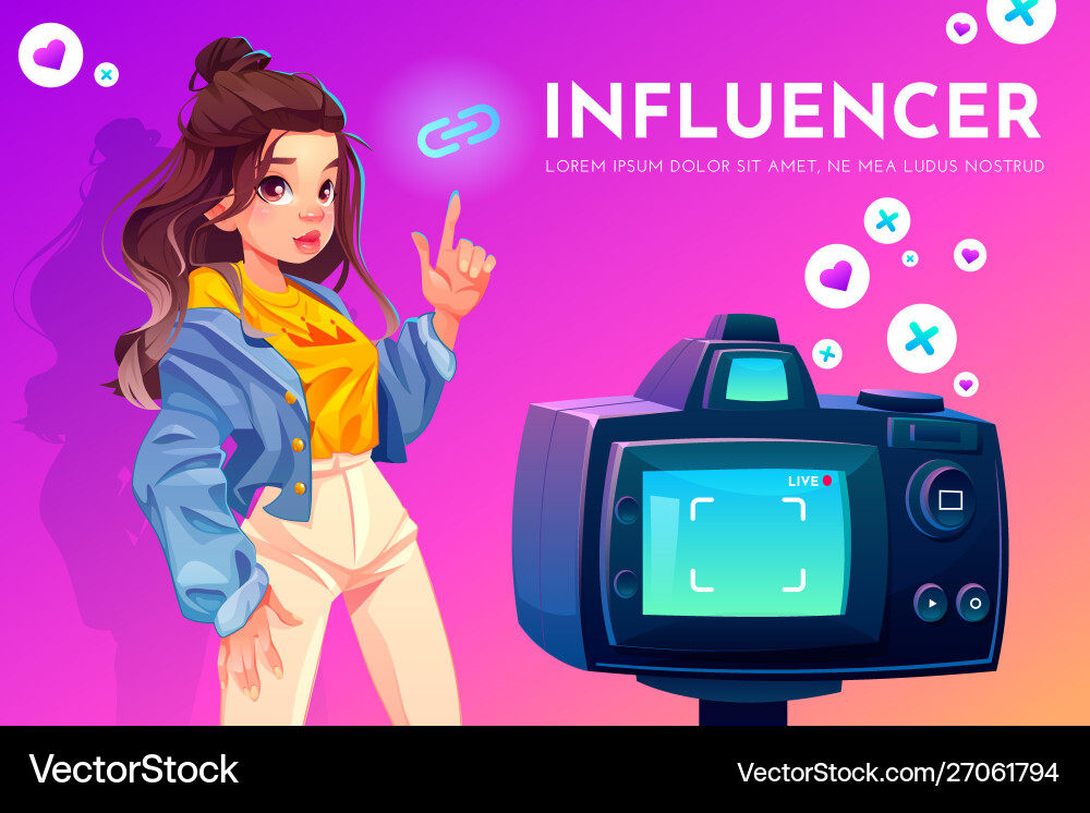 Influencer Girl Vlog Blogger Vector Image