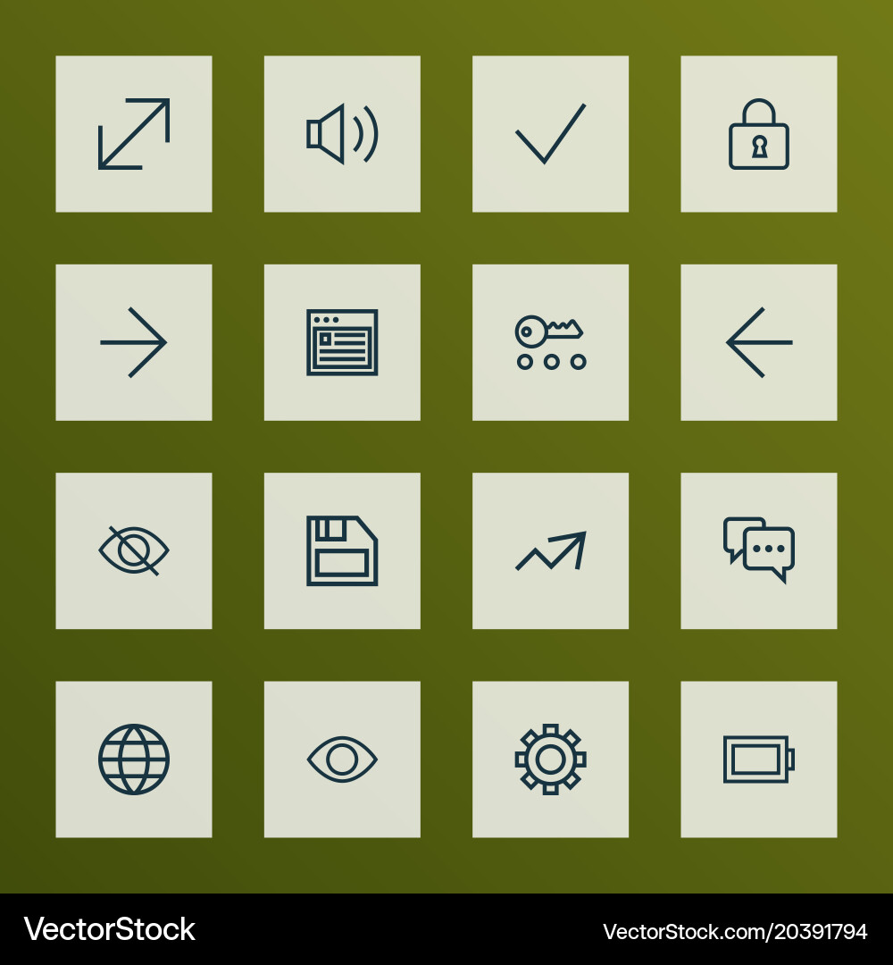 Interface icons line style set with earth note vector image