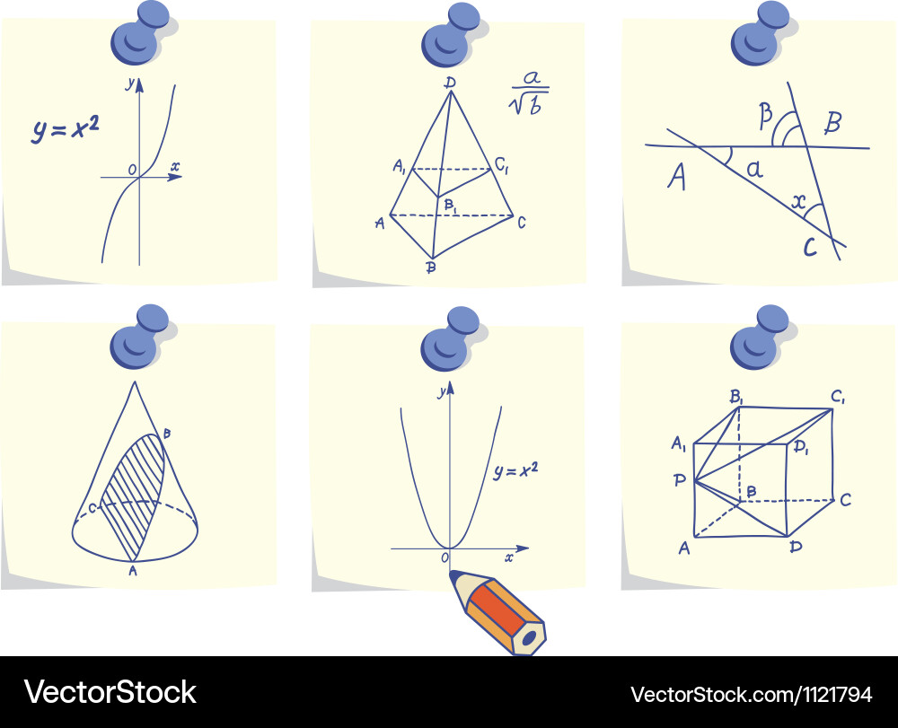 Mathematics & Geometry Icons - Formulas & Shapes vector image