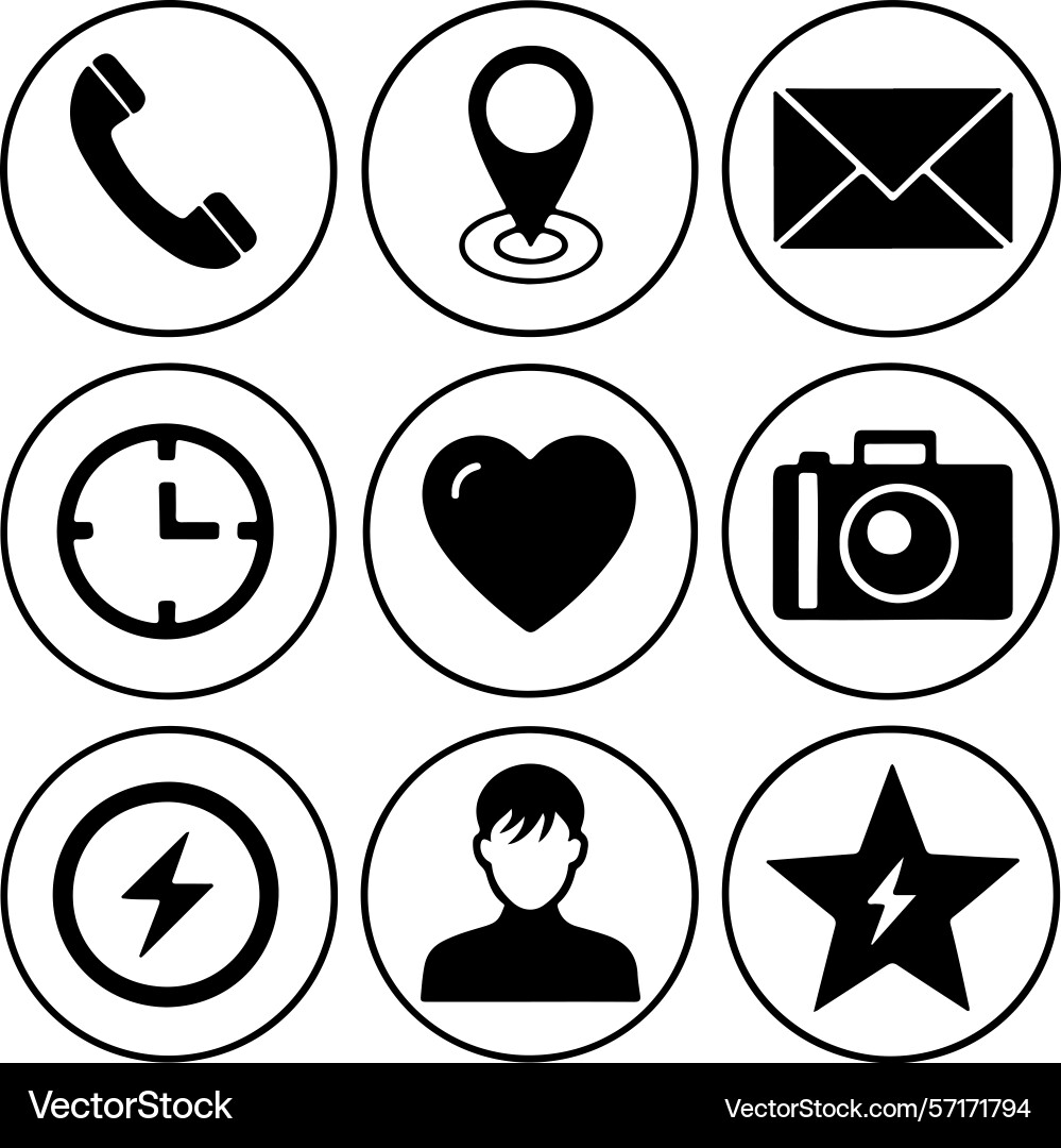 Minimal ui line icons location star heart mail Vector Image