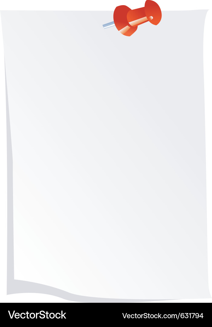Note paper with push drawing pin Vector Image